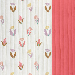 Printed Quilted Double Gauze SIDWY White / Pink